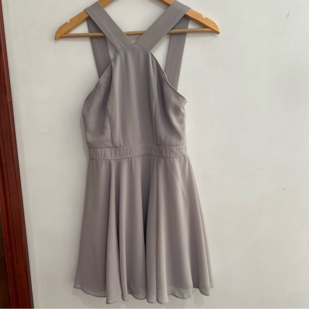 Lulu’s S Forevermore Grey Skater Dress - Picture 2 of 12